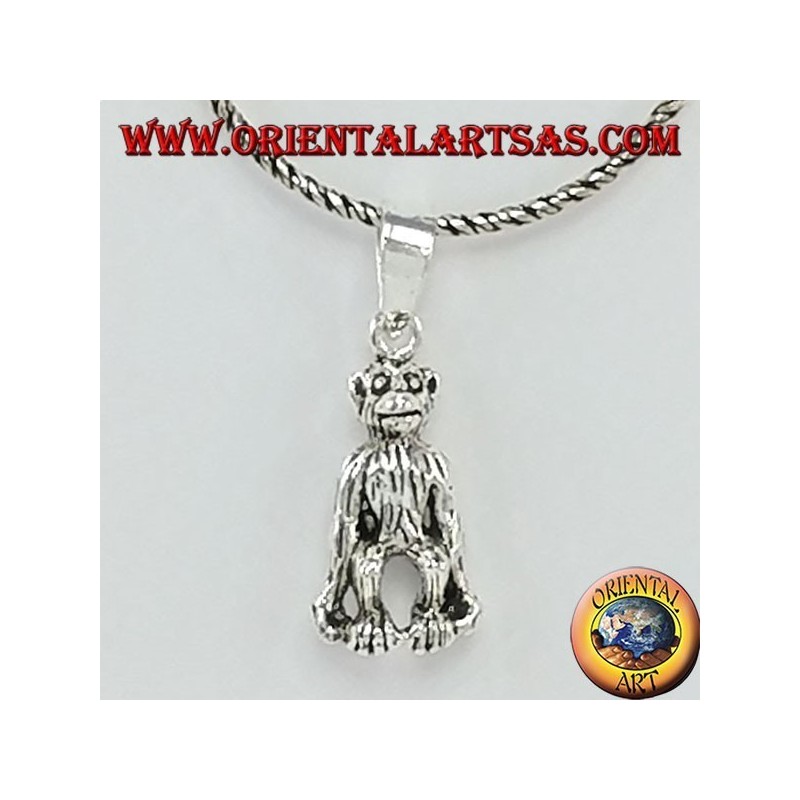 Colgante de plata de mono chimpancé