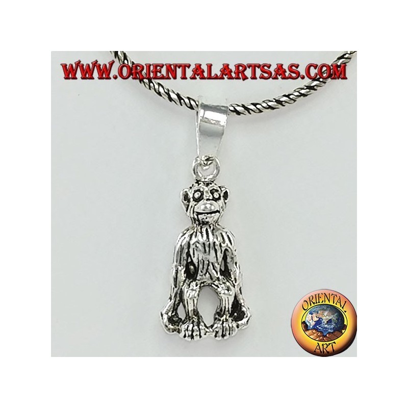 Pendentif en argent singe chimpanzé
