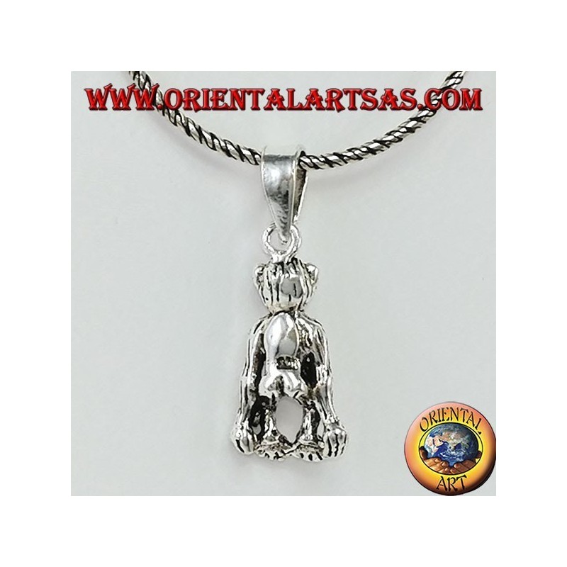 Chimpanzee monkey silver pendant