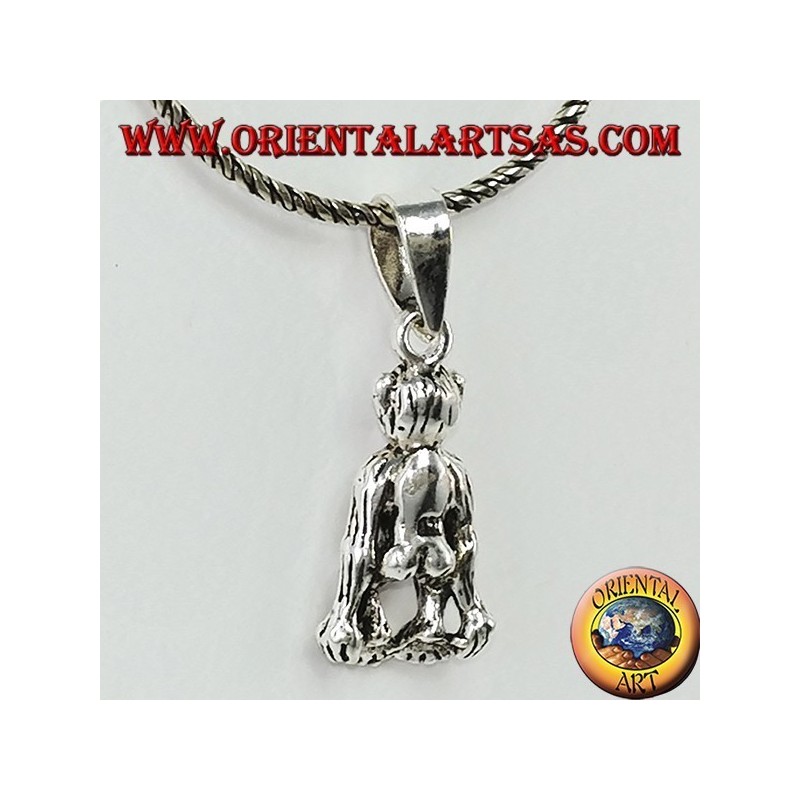 Chimpanzee monkey silver pendant