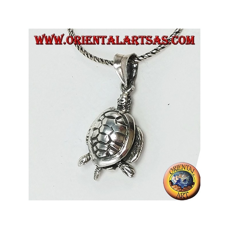Colgante de plata, movimiento de la tortuga marina en movimiento (grande)