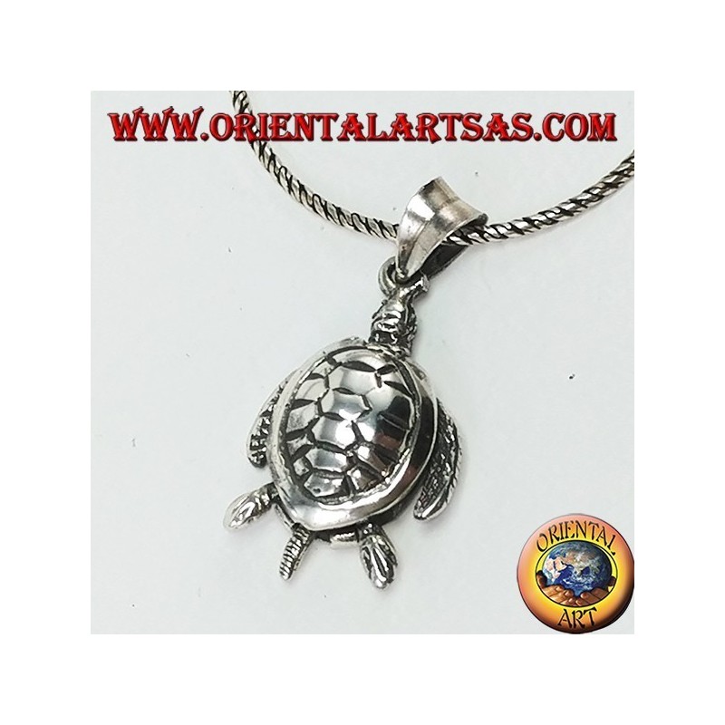 Colgante de plata, movimiento de la tortuga marina en movimiento (grande)
