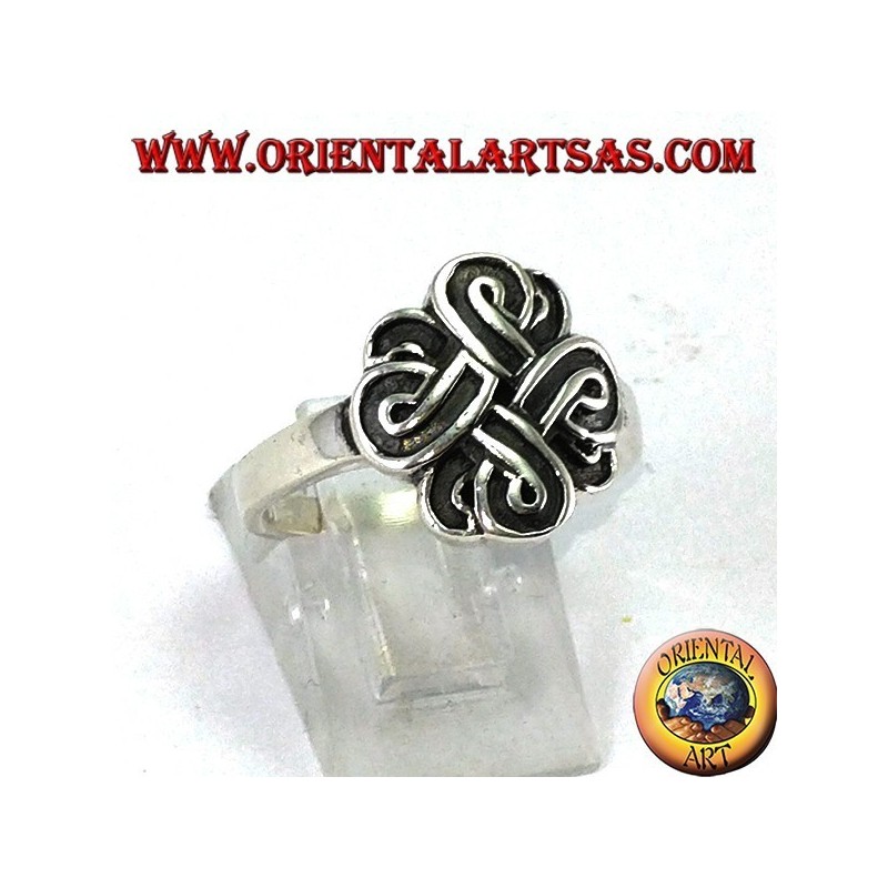 Silver ring with the knot of Saint John or Bowen's knot