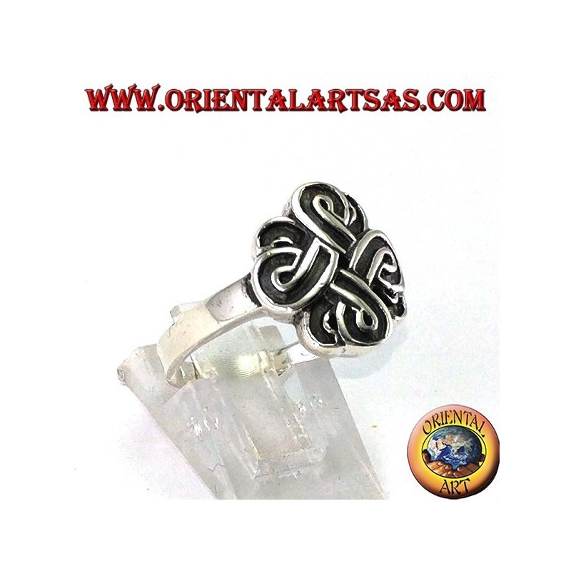Silver ring with the knot of Saint John or Bowen's knot