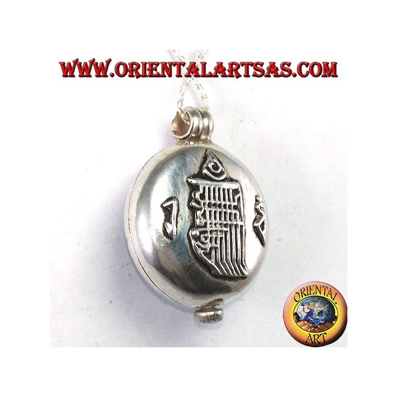 Gao Kalachakra pendant in silver with double dorje and turquoise