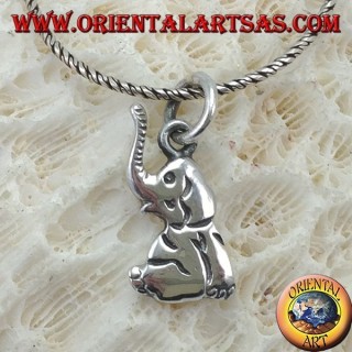 silver pendant with elephant trunk upwards