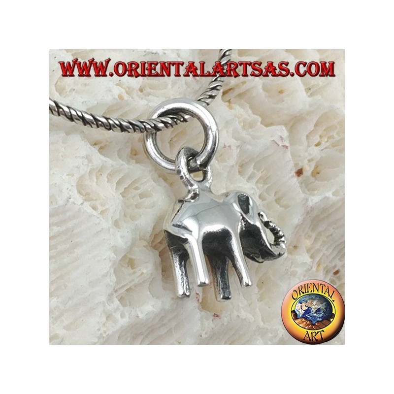 Small elephant silver pendant with proboscis up