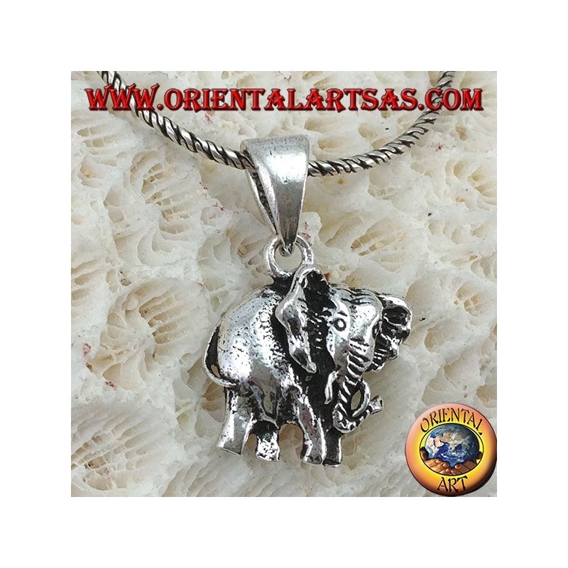 Pendant in silver the elephant pachyderm