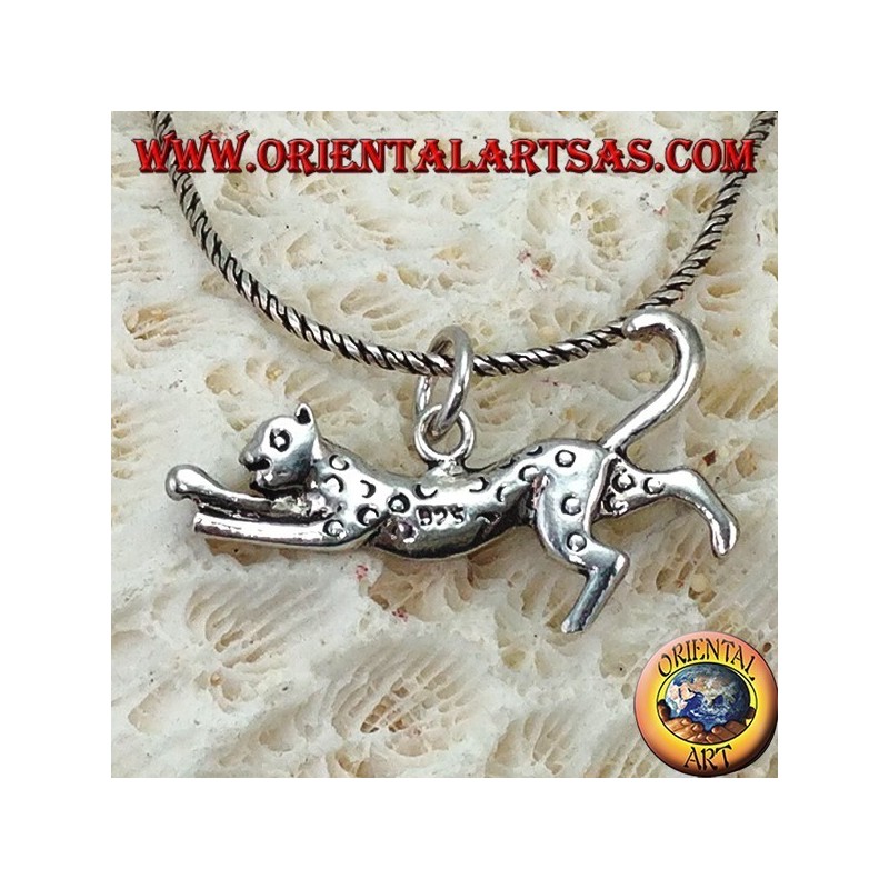 Colgante de plata, guepardo corriendo
