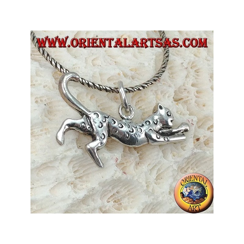 Pendentif en argent, guépard en cours d'exécution
