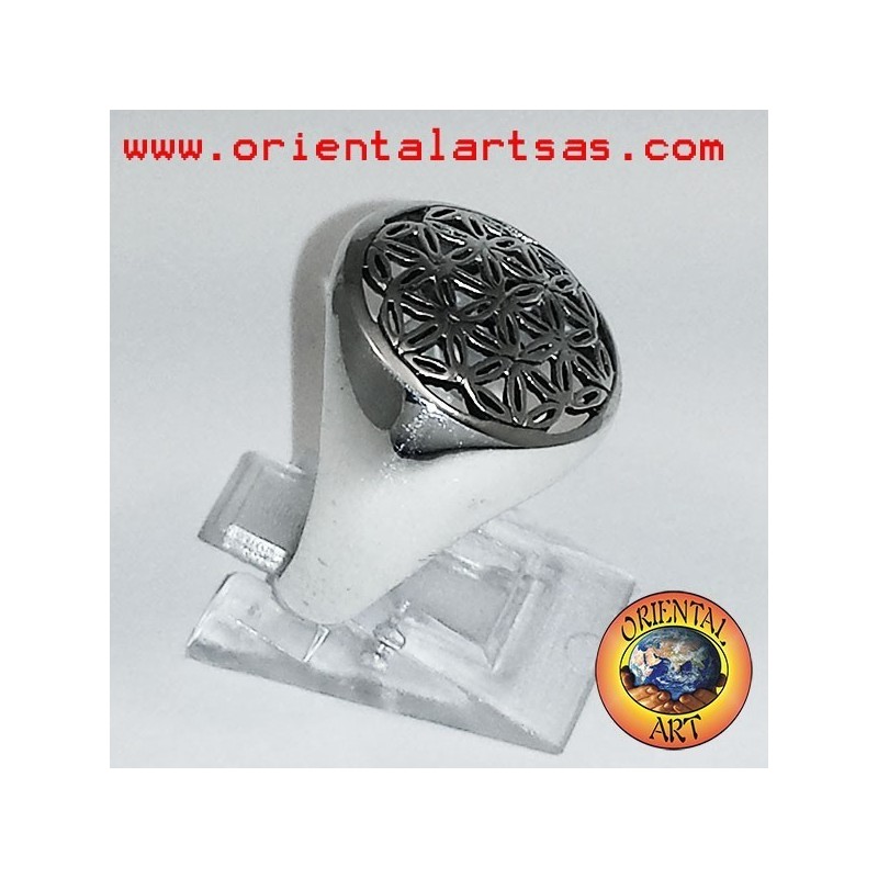 anello fiore della vita in argento