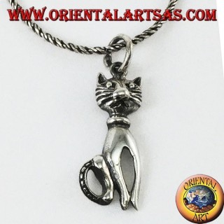 Silver pendant the cat with a mustache