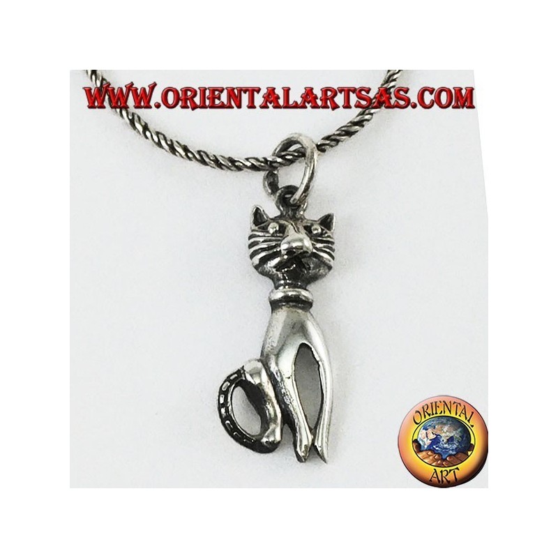 Pendentif en argent le chat avec une moustache