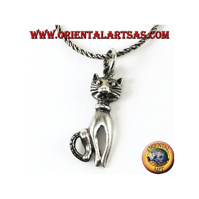 Silver pendant the cat with a mustache