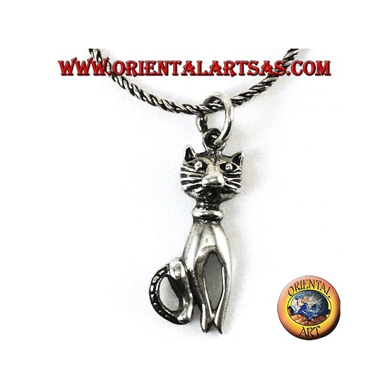 Silver pendant the cat with a mustache