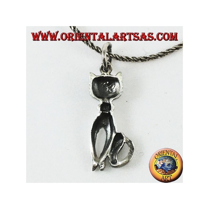 Silver pendant the cat with a mustache