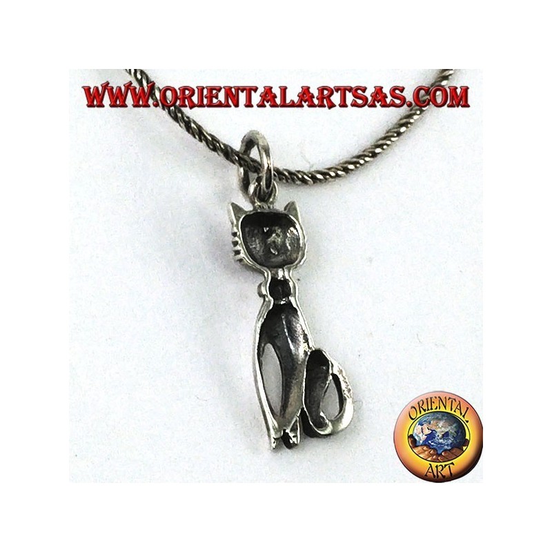 Pendentif en argent le chat avec une moustache