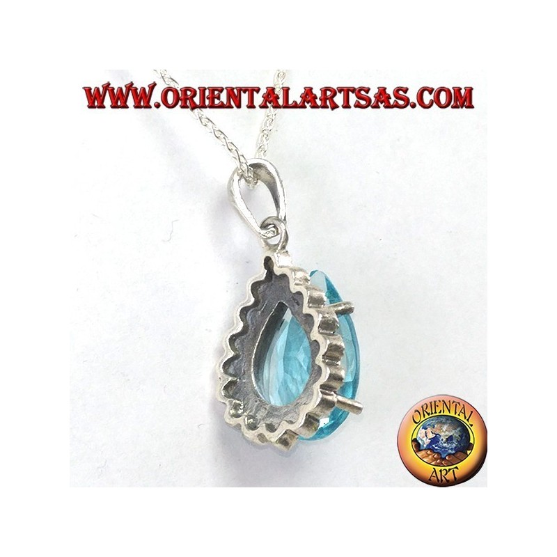Colgante de plata con topacio azul en forma de gota con marcasitas