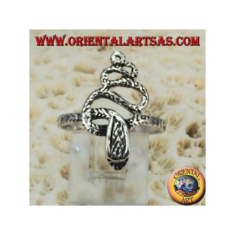 Anillo de plata en forma de serpiente cobra