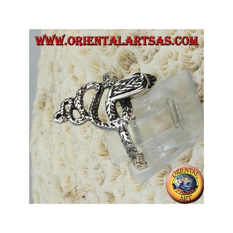 Silver ring in the shape of a cobra snake