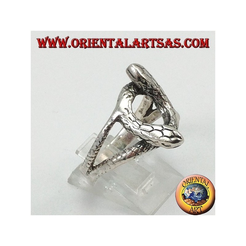 Anillo de plata con 2 serpientes que giran