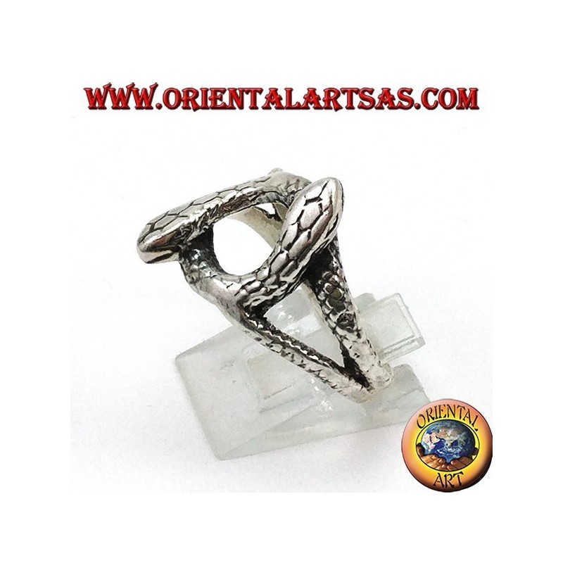 Bague en argent avec 2 serpents qui tournent