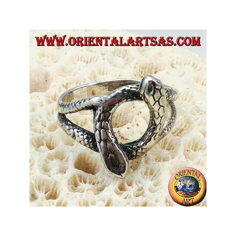 Anello in argento con 2 serpenti che si ruotano