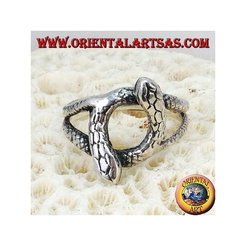 Bague en argent avec 2 serpents qui tournent