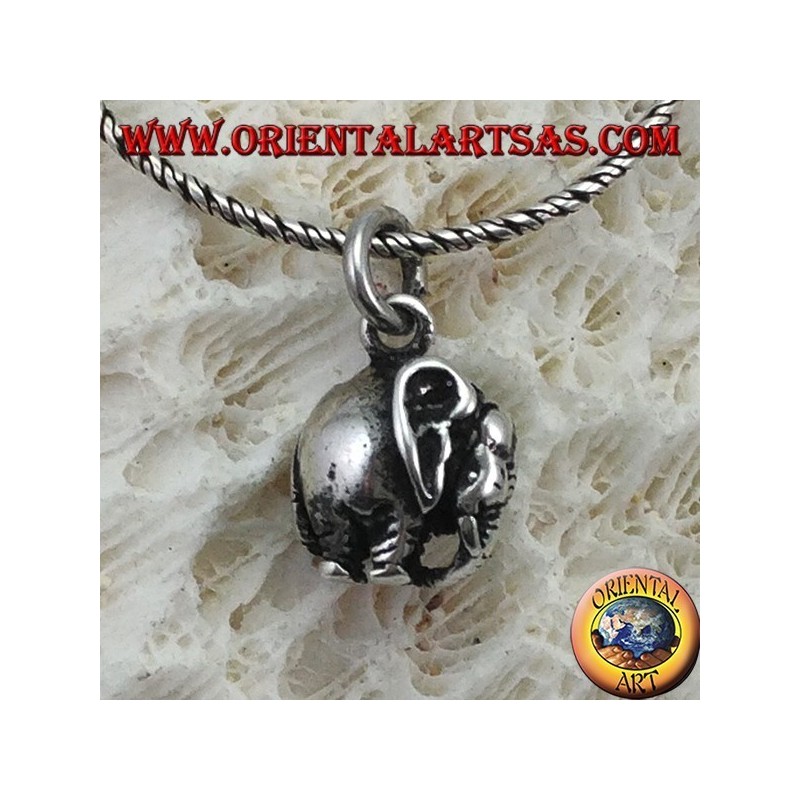 Pendentif éléphant en argent avec proboscis tridimensionnel