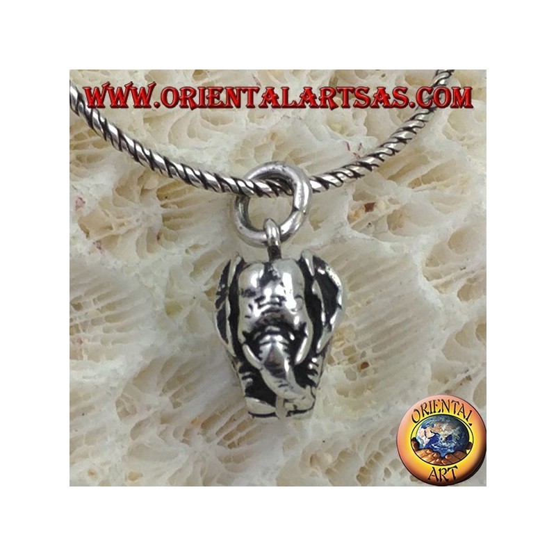 Silver elephant pendant with three-dimensional down proboscis
