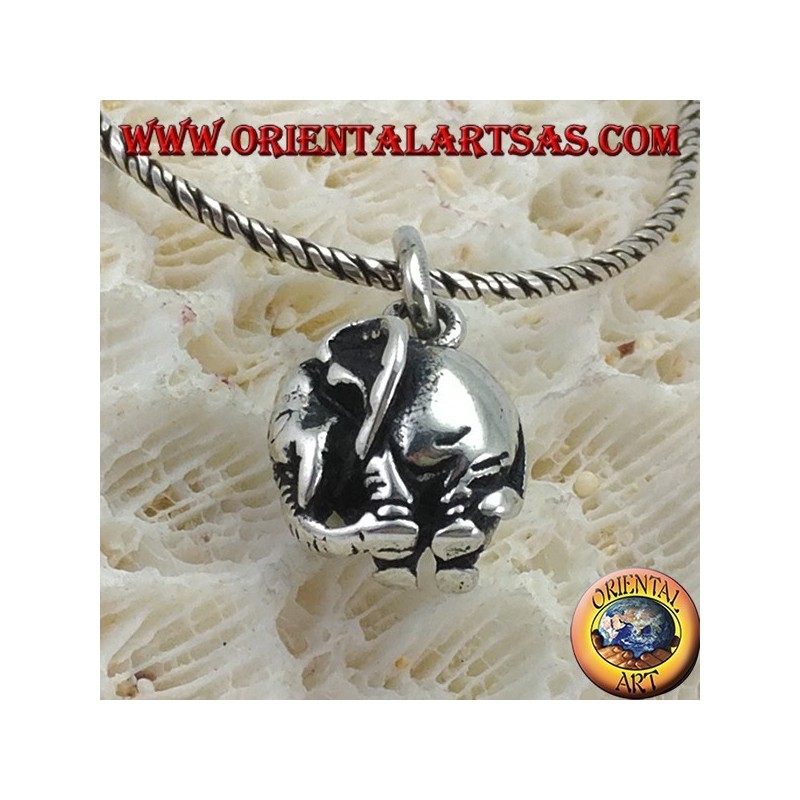 Pendentif éléphant en argent avec proboscis tridimensionnel