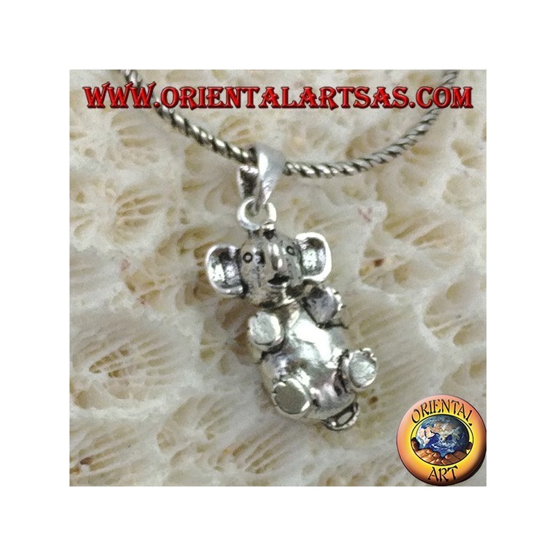 Silver elephant pendant that moves the head