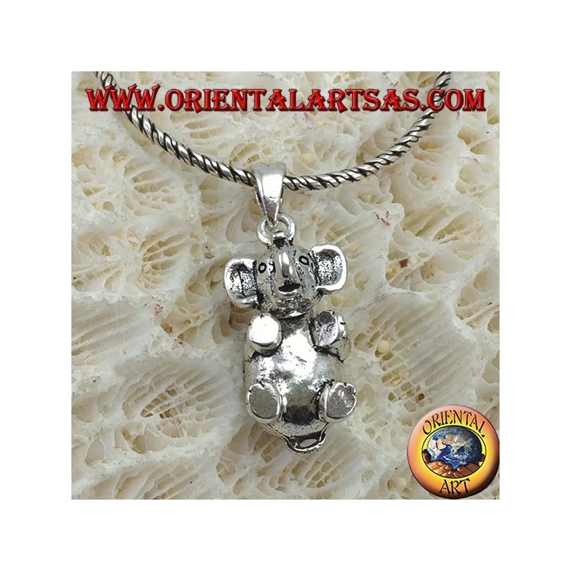 Pendentif éléphant en argent qui bouge la tête
