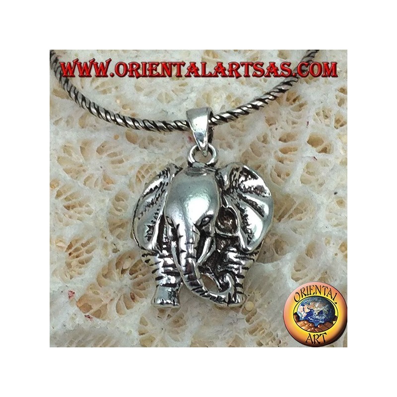 Silver elephant pendant with proboscis down