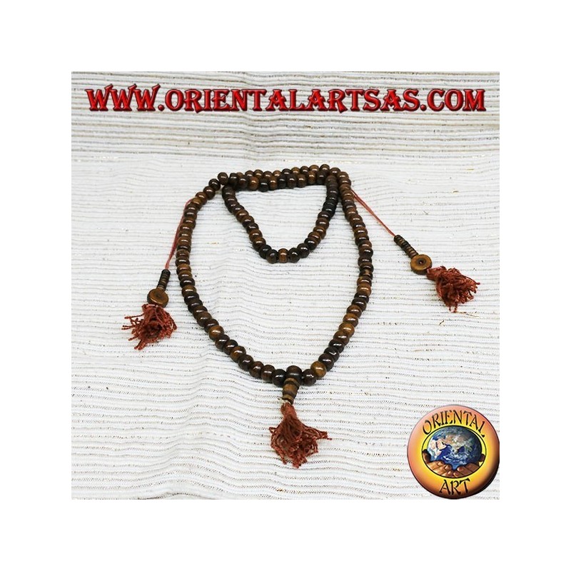 Chapelet bouddhiste Mala pour la médiation 108 Grains en os de yak poli.