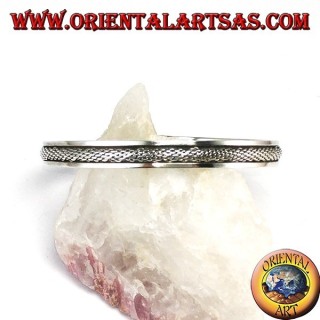 Bracciale rigido in argento 925 con inserto intrecciato bombato