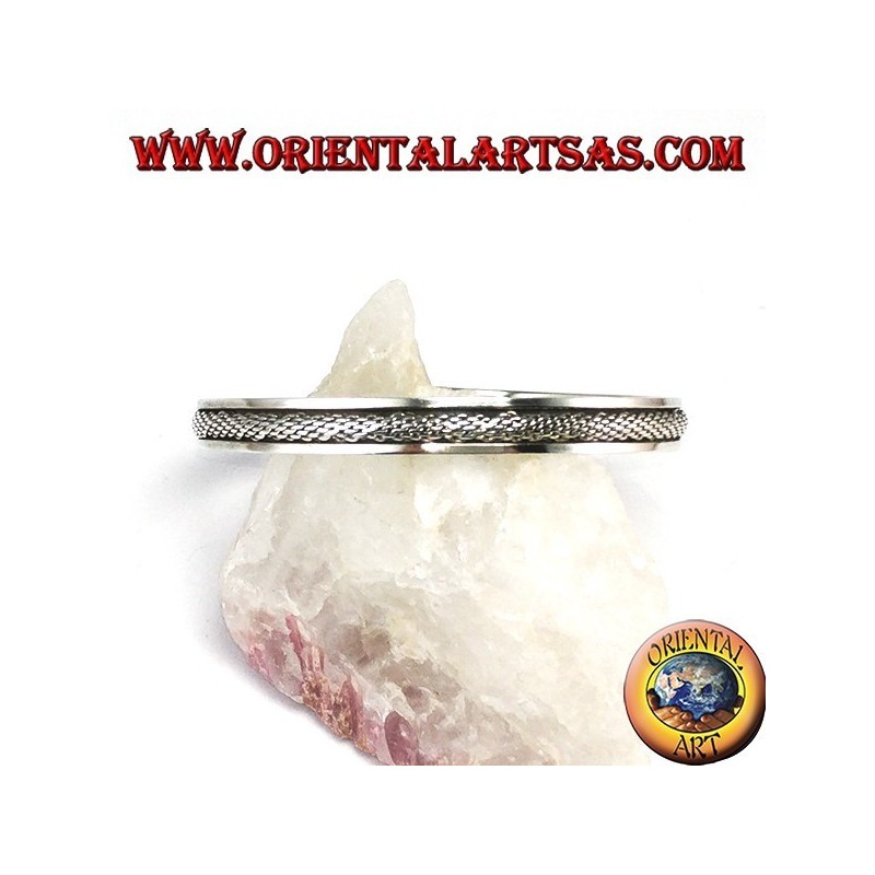 Pulsera rígida en plata 925 con una inserción trenzada trenzada