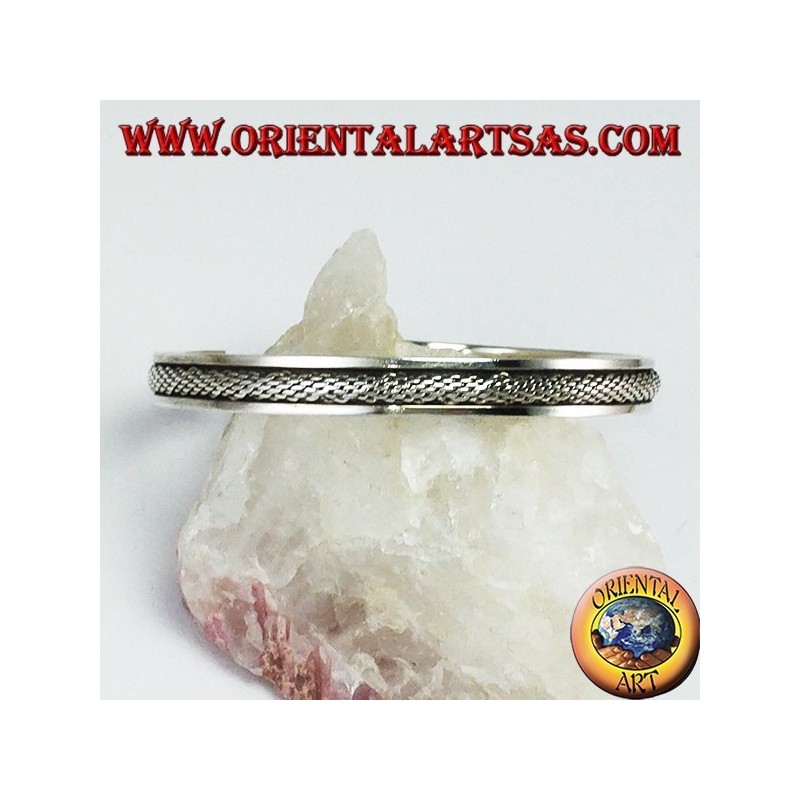 Rigid bracelet in 925 silver with a twisted braided insert