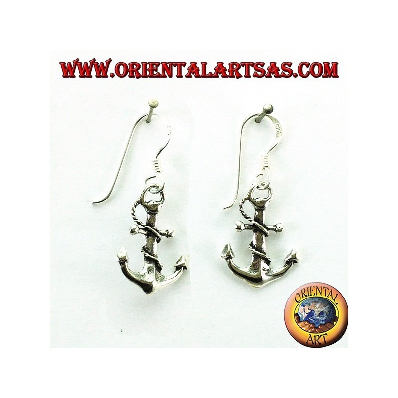 Pendants d'oreilles en forme d'ancre en argent