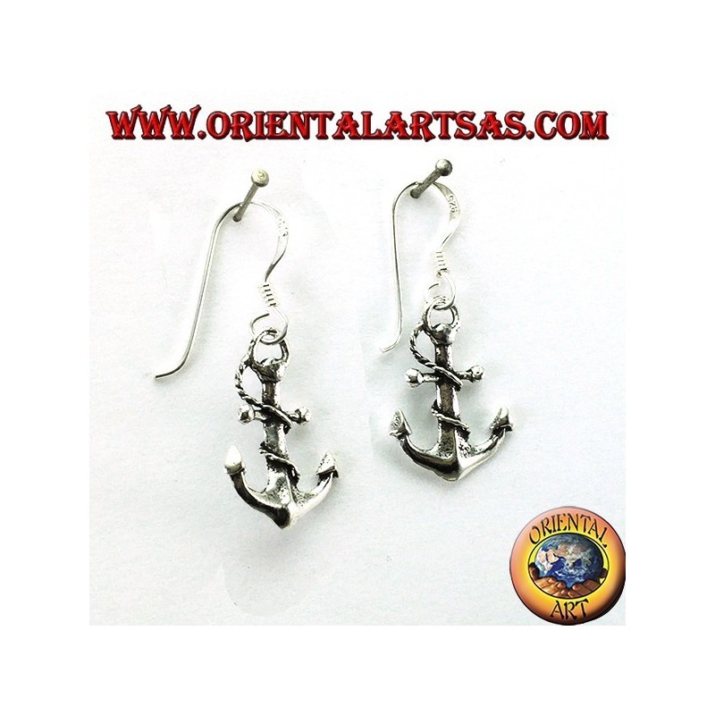 Pendants d'oreilles en forme d'ancre en argent