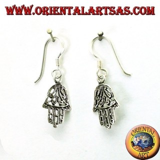 Ohrringe in 925 Silber Hand von Fatima durchbohrt klein