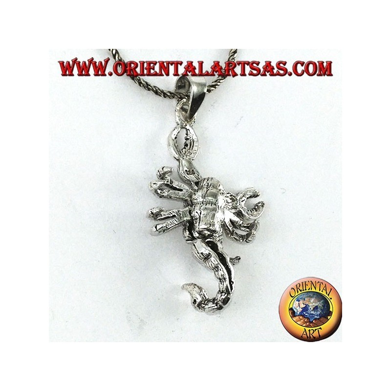 Silver pendant, scorpion with 7 moving parts. three-dimensional