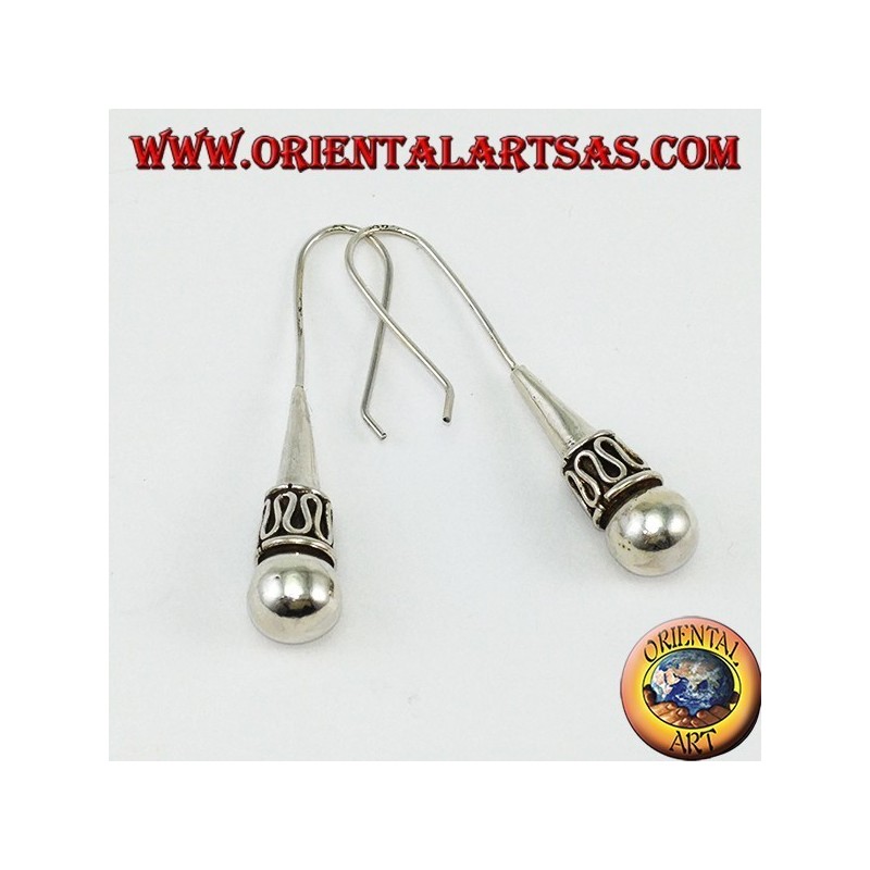 Silver earrings with a Balinese style sphere