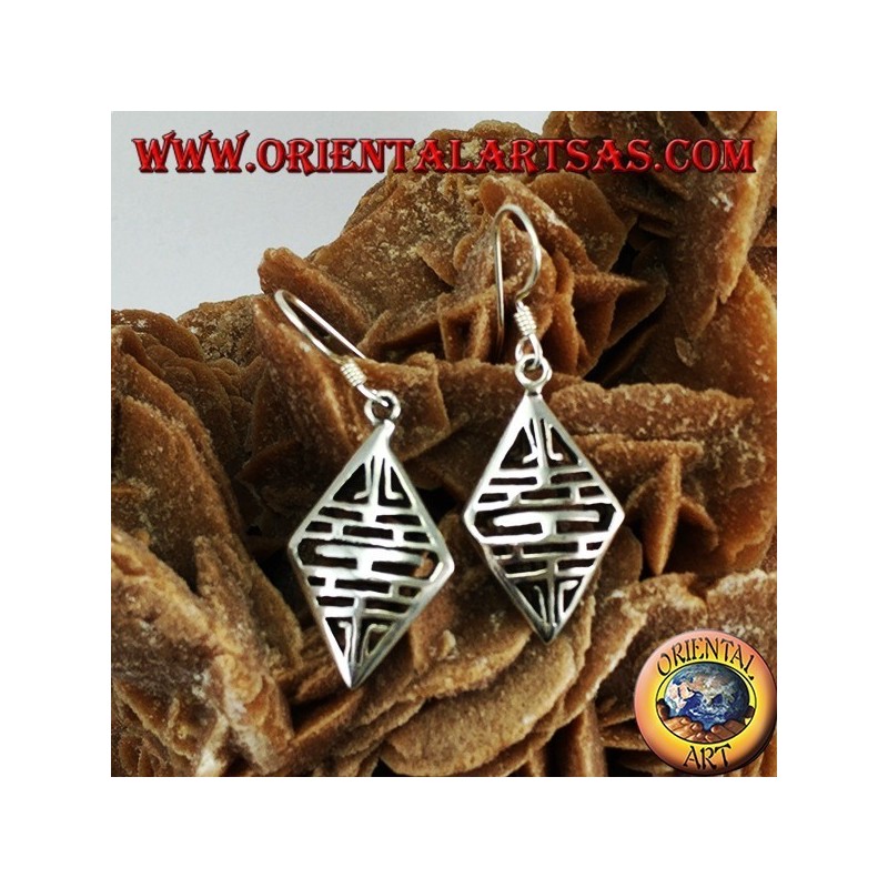 Boucles d'oreilles en argent avec losange perforé
