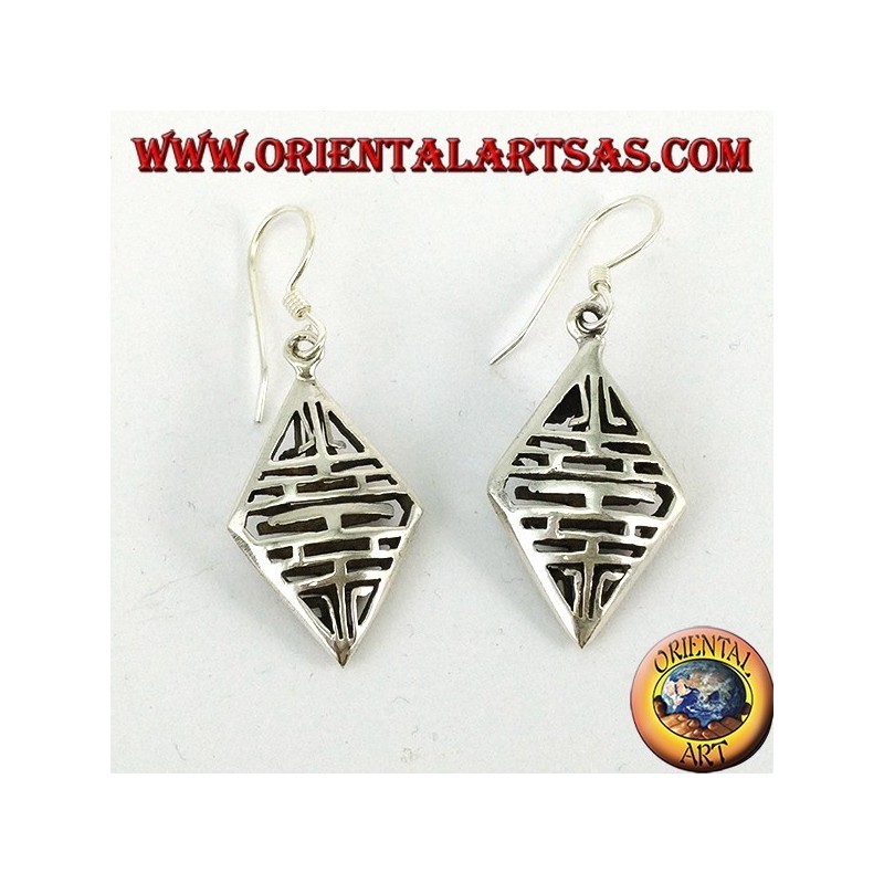 Boucles d'oreilles en argent avec losange perforé