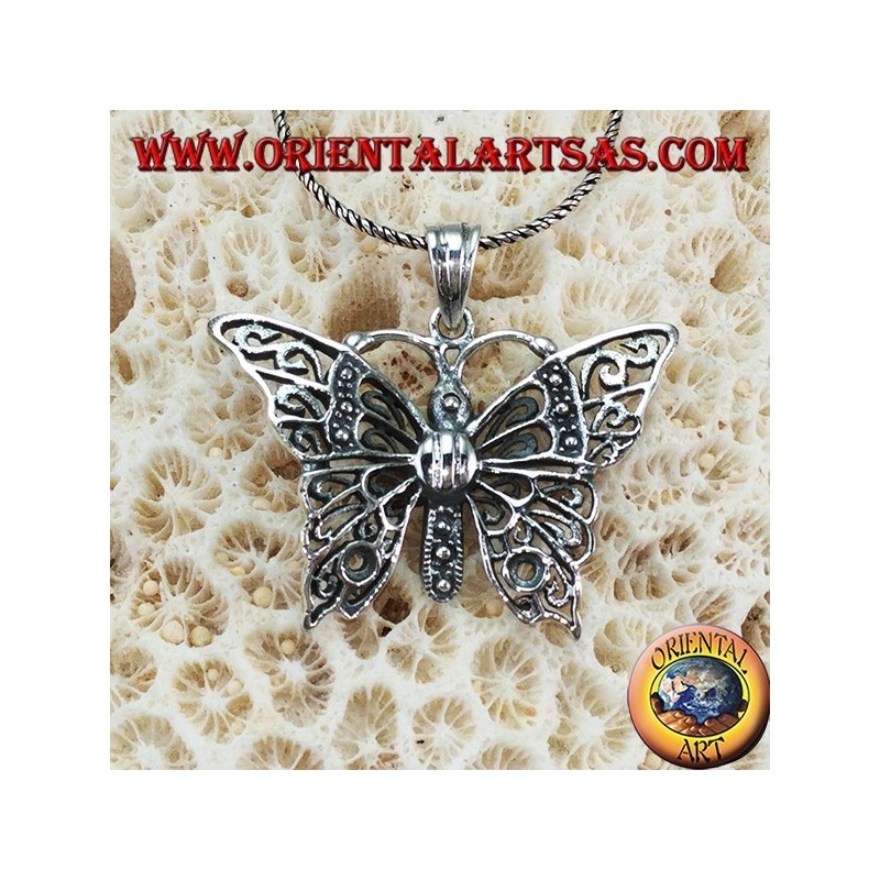 Silver pendant in the form of a large butterfly