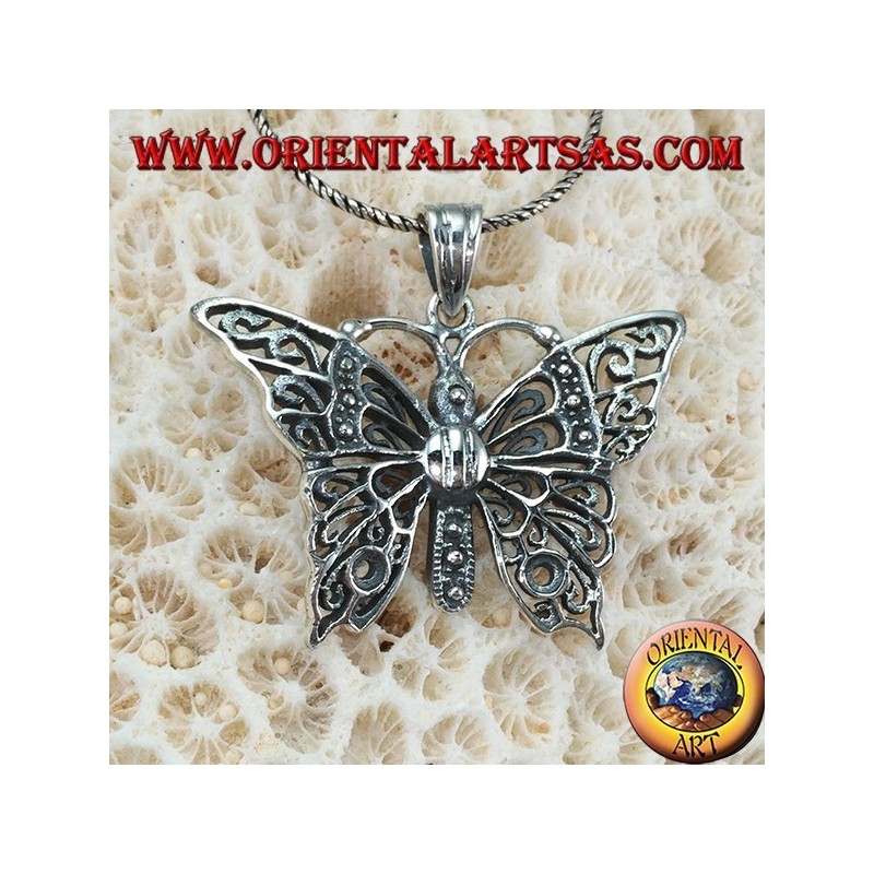 Silver pendant in the form of a large butterfly
