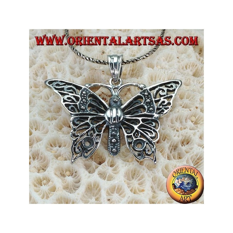 Silver pendant in the form of a large butterfly