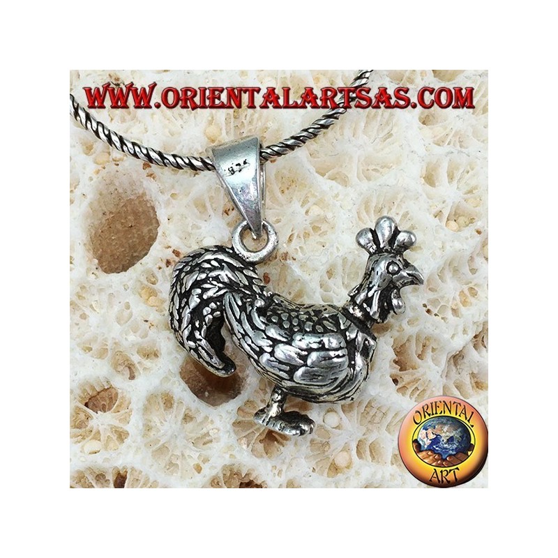 Ciondolo in argento Gallo tridimensionale