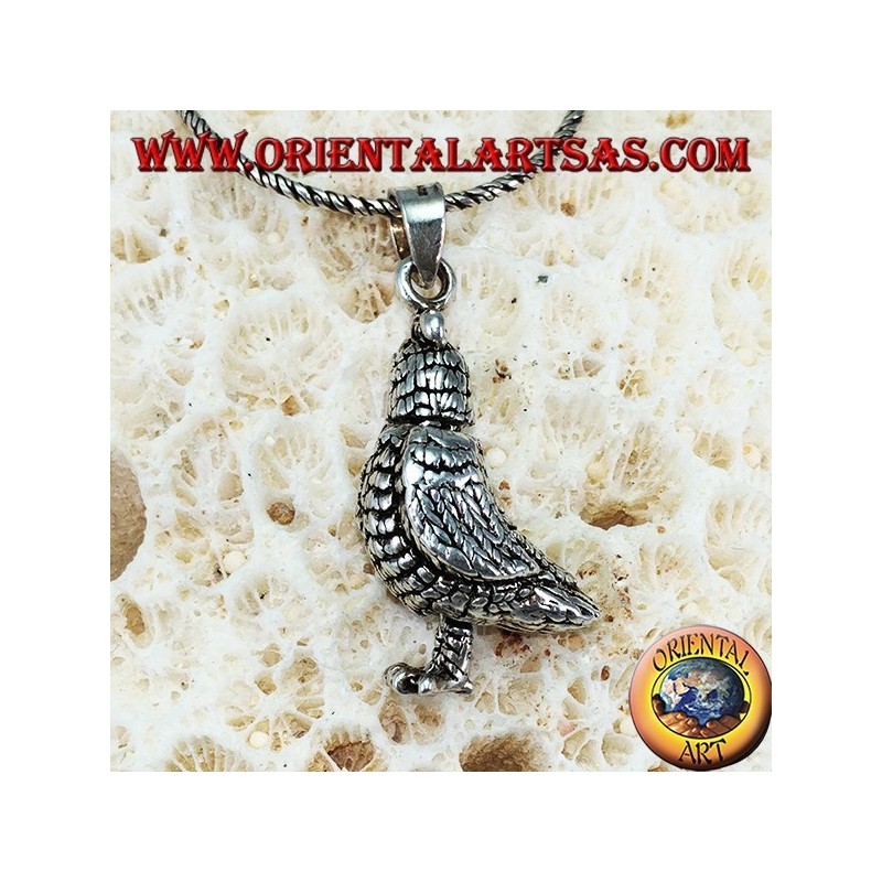 Silver pendant Mobile three-dimensional hen (turns his head and stomps his feet)